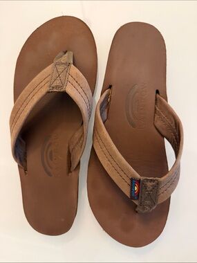 Classic Leather Strap Rainbow Sandals